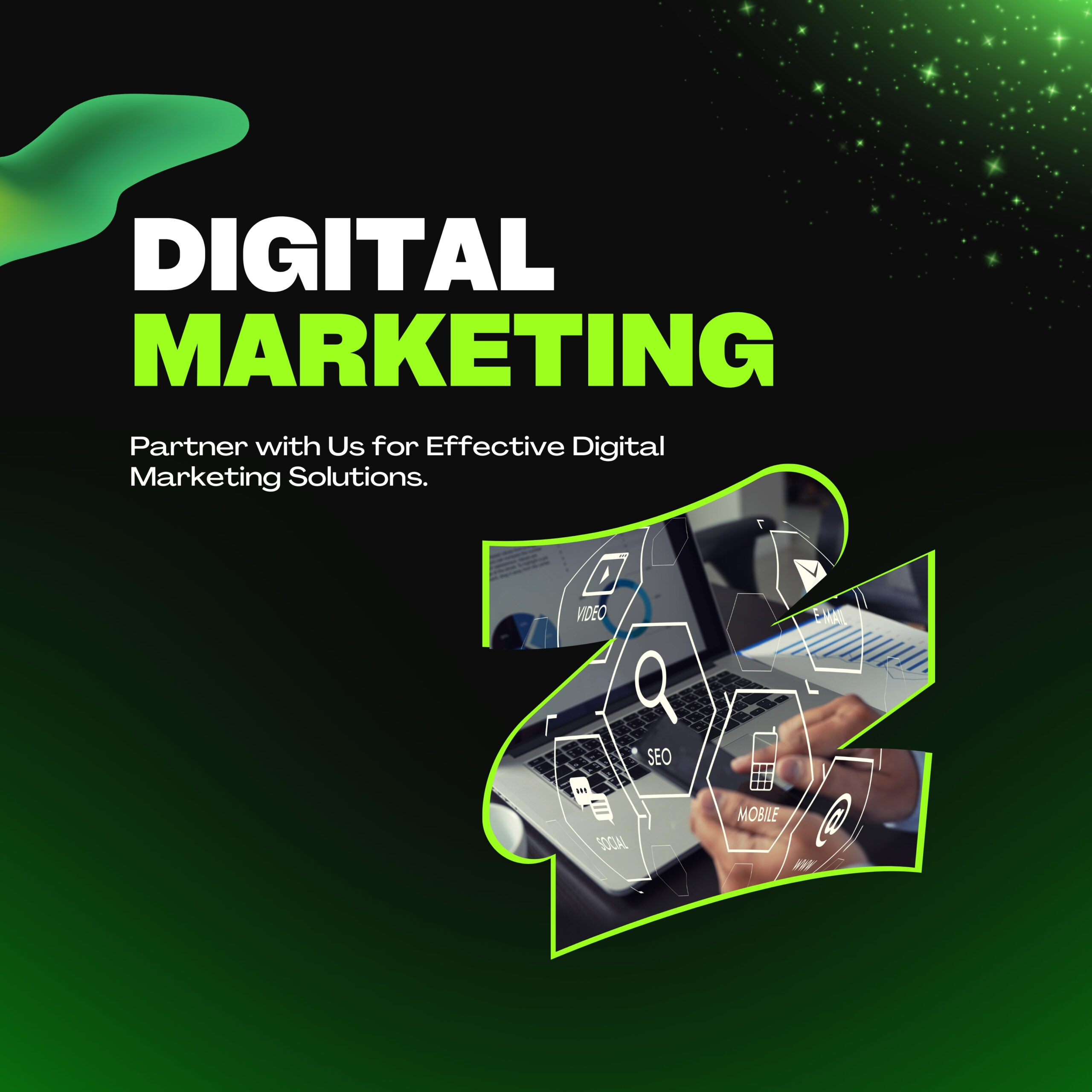 Green and Black Modern Digital Marketing Instagram Post